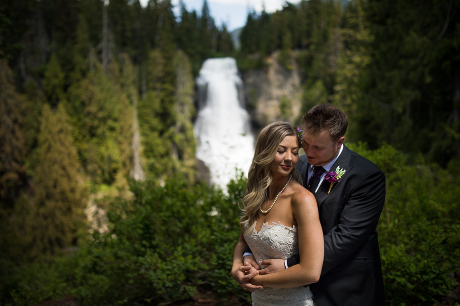 whistler wedding in front of a waterfall