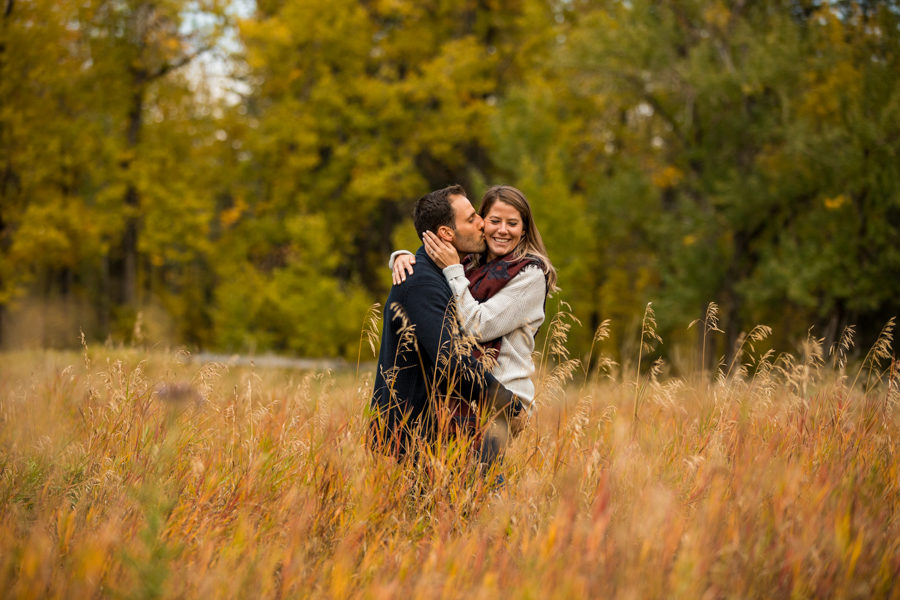vibrant fall engagement session Fish Creek Park