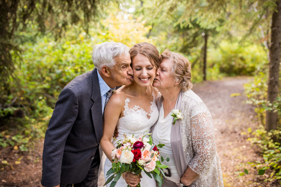 bride with her grand parents