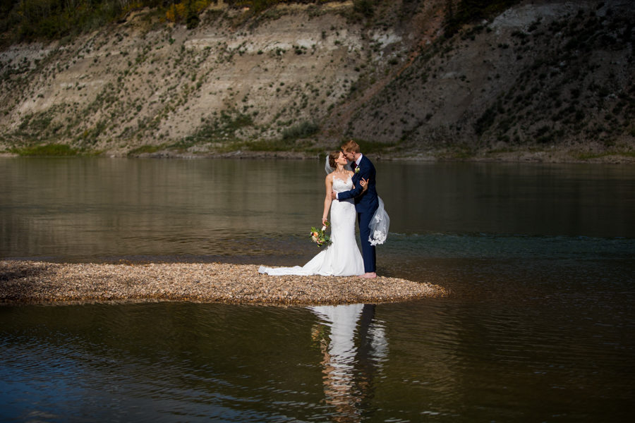couple along the edmonton river valley