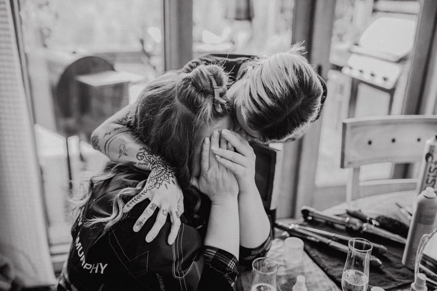 bride having a tearful moment