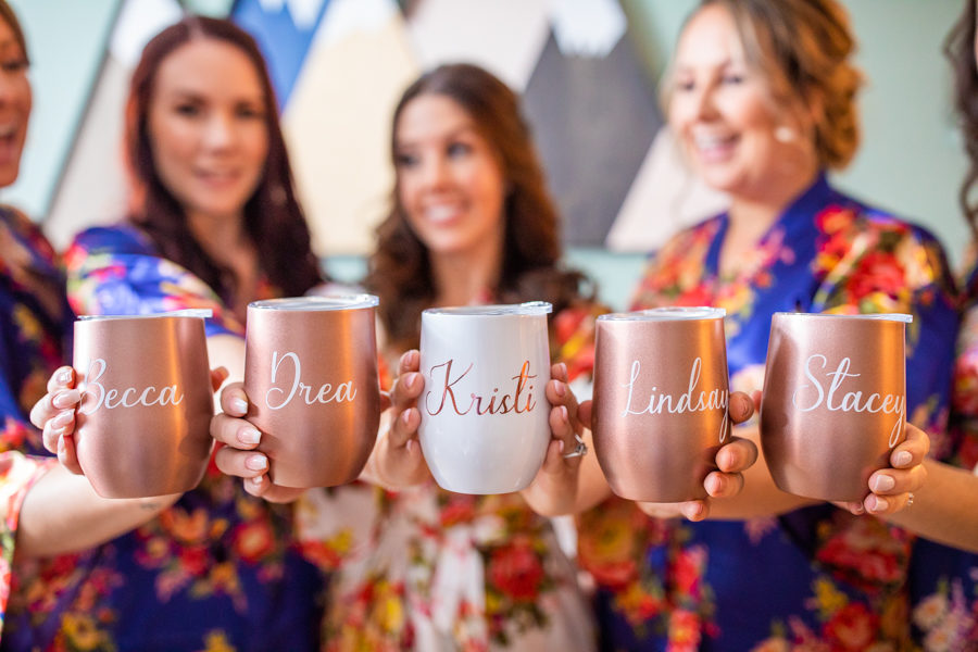 bridal party wine cups engraved