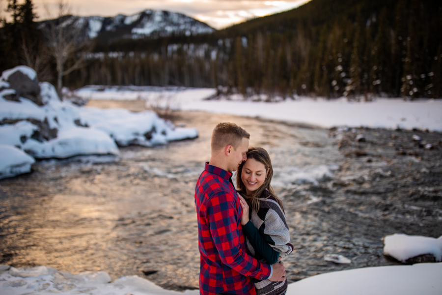 Engagement Photos Elbow Falls at sunrise