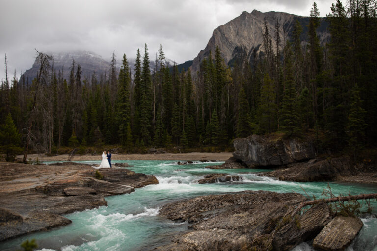 River Side cabin in golden bc and wedding at emerald lake